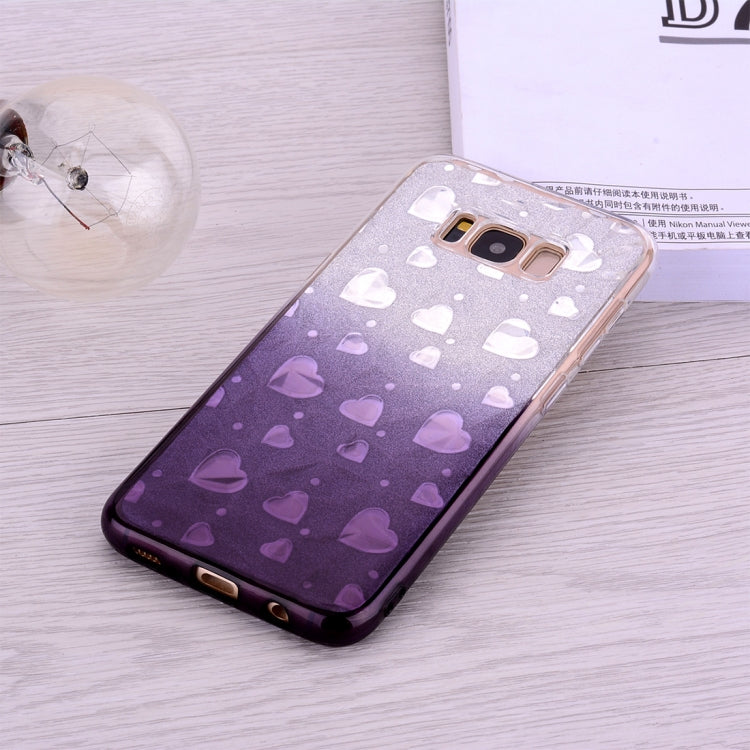 Heart Pattern Diamond Texture TPU Protector Back Cover Case for Galaxy S8