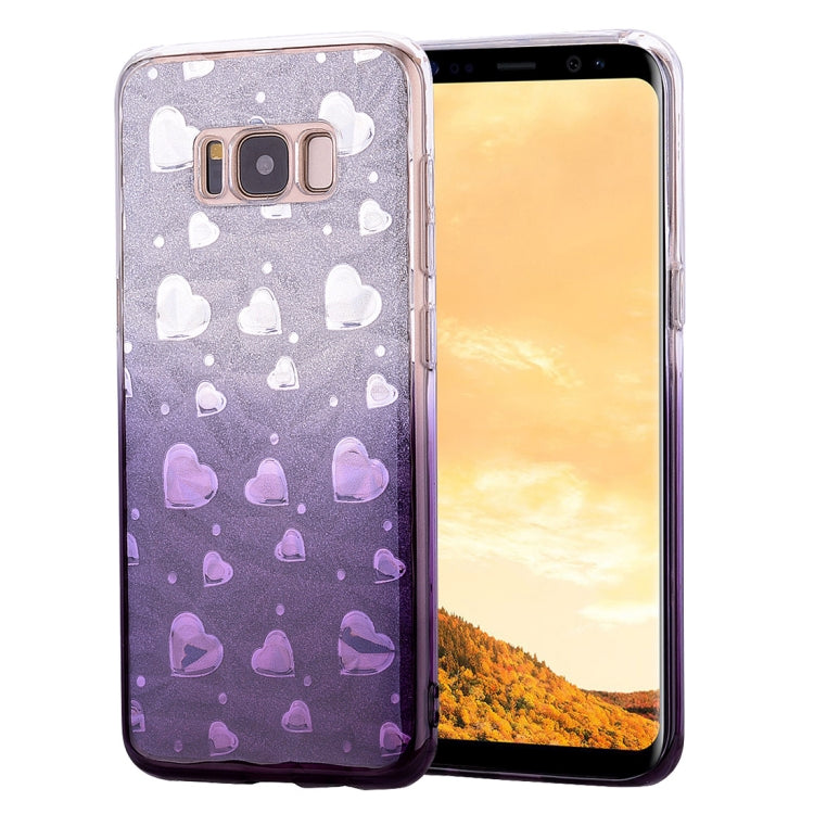 Heart Pattern Diamond Texture TPU Protector Back Cover Case for Galaxy S8