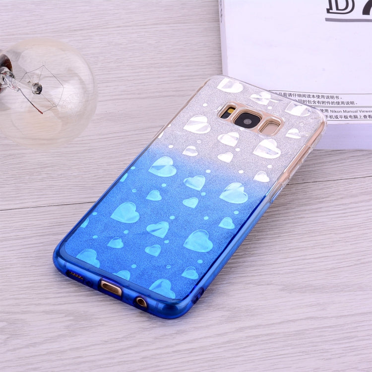 Heart Pattern Diamond Texture TPU Protector Back Cover Case for Galaxy S8