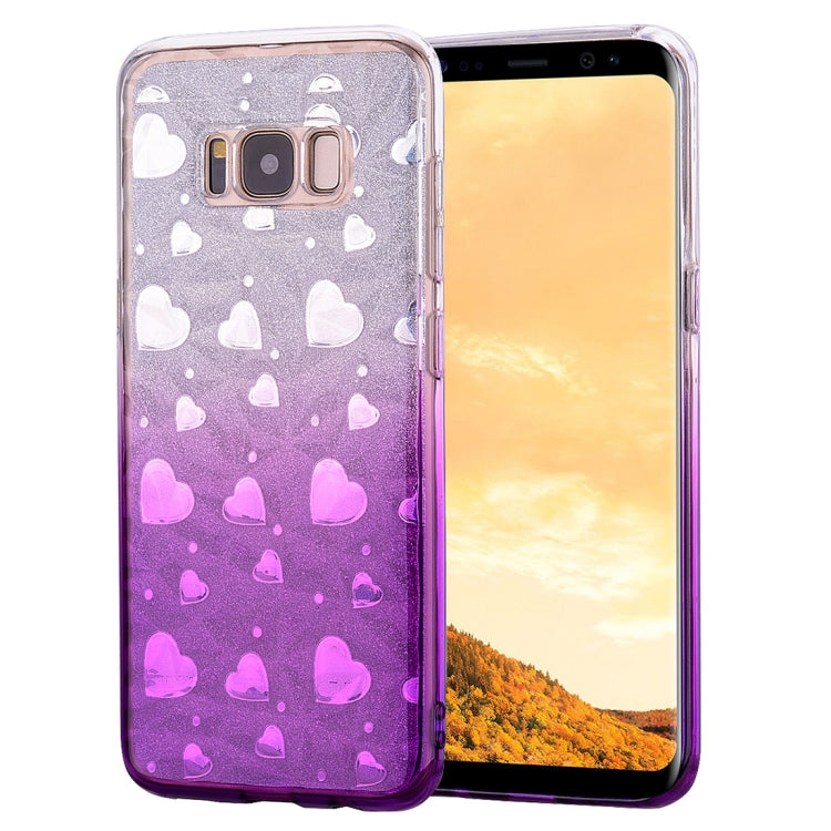 Heart Pattern Diamond Texture TPU Protector Back Cover Case for Galaxy S8