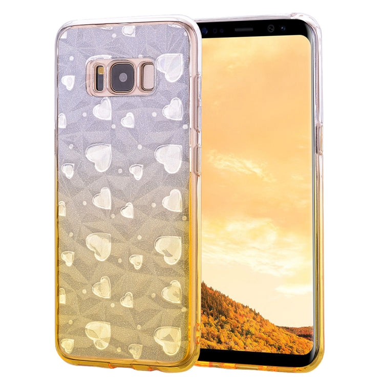 Heart Pattern Diamond Texture TPU Protector Back Cover Case for Galaxy S8+ / G955