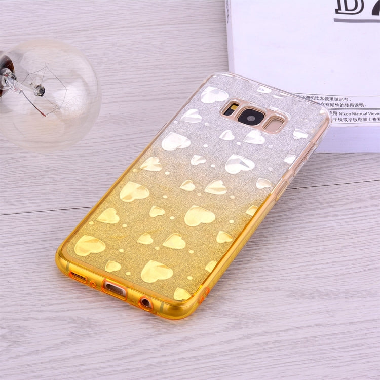 Heart Pattern Diamond Texture TPU Protector Back Cover Case for Galaxy S8+ / G955
