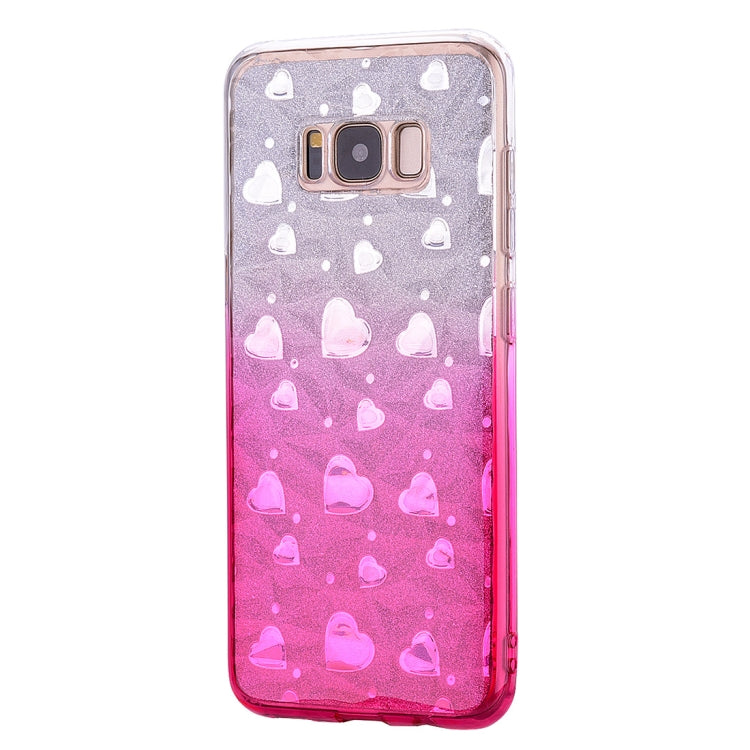 Heart Pattern Diamond Texture TPU Protector Back Cover Case for Galaxy S8+ / G955