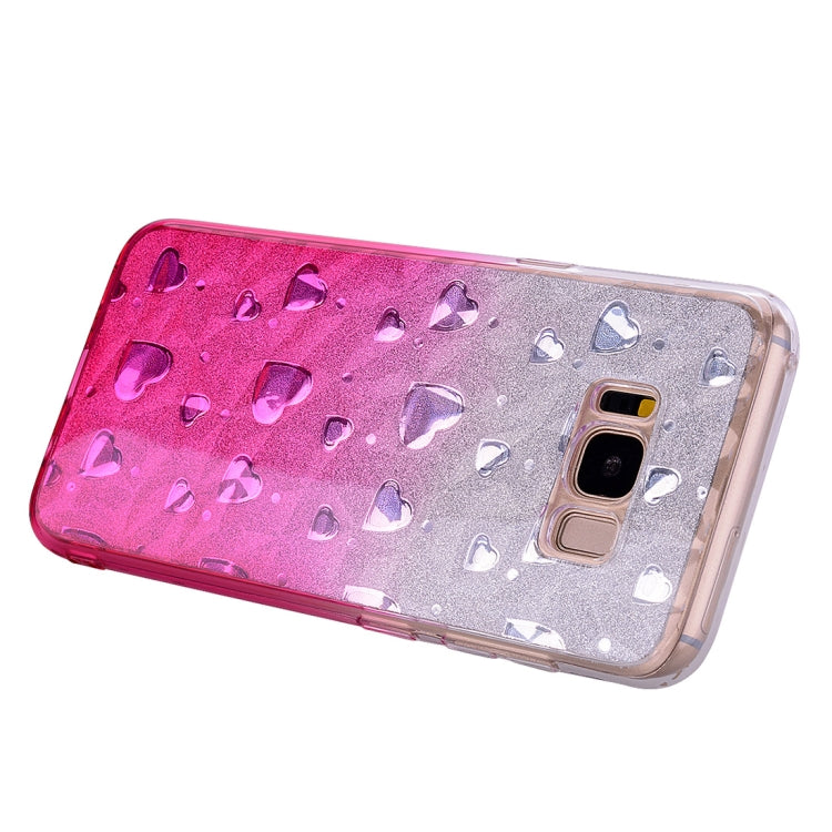 Heart Pattern Diamond Texture TPU Protector Back Cover Case for Galaxy S8+ / G955