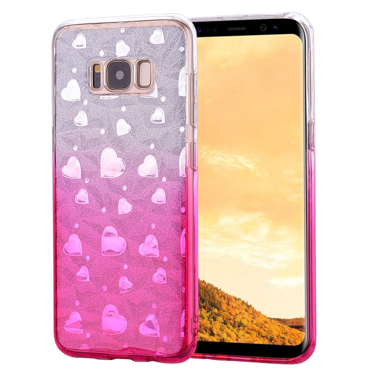 Heart Pattern Diamond Texture TPU Protector Back Cover Case for Galaxy S8+ / G955