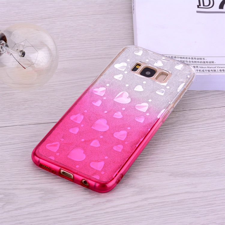 Heart Pattern Diamond Texture TPU Protector Back Cover Case for Galaxy S8+ / G955
