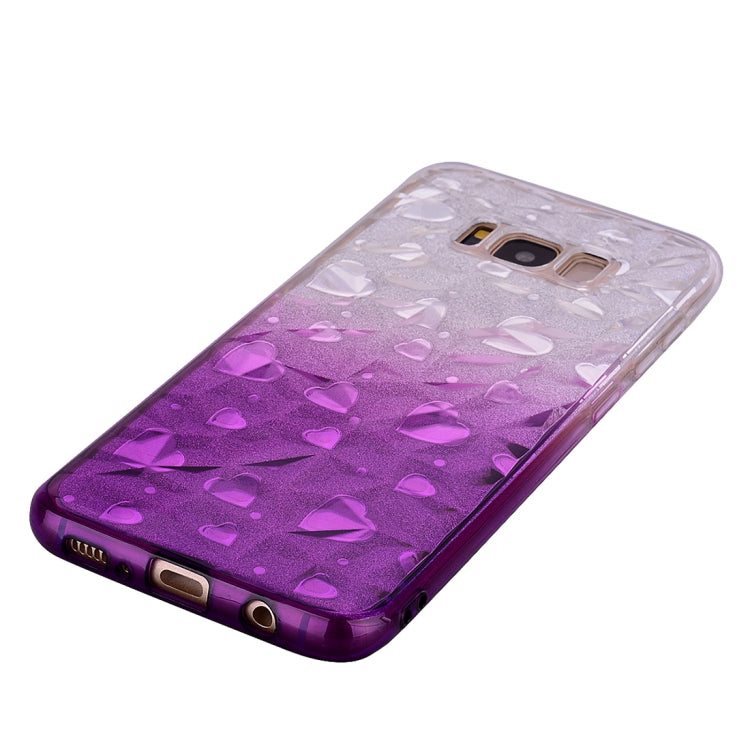 Heart Pattern Diamond Texture TPU Protector Back Cover Case for Galaxy S8+ / G955
