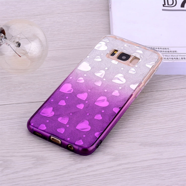 Heart Pattern Diamond Texture TPU Protector Back Cover Case for Galaxy S8+ / G955