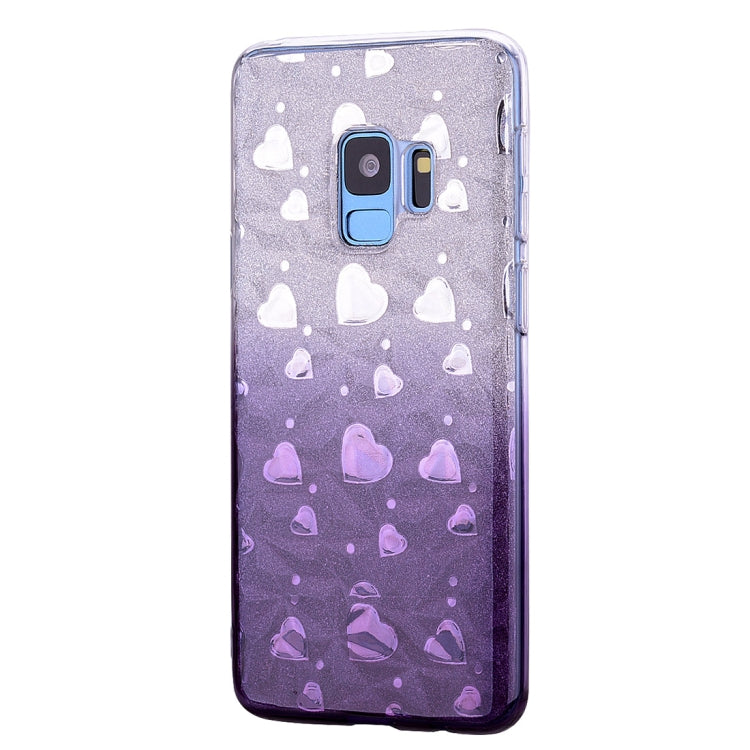 Heart Pattern Diamond Texture TPU Protector Back Cover Case for Galaxy S9