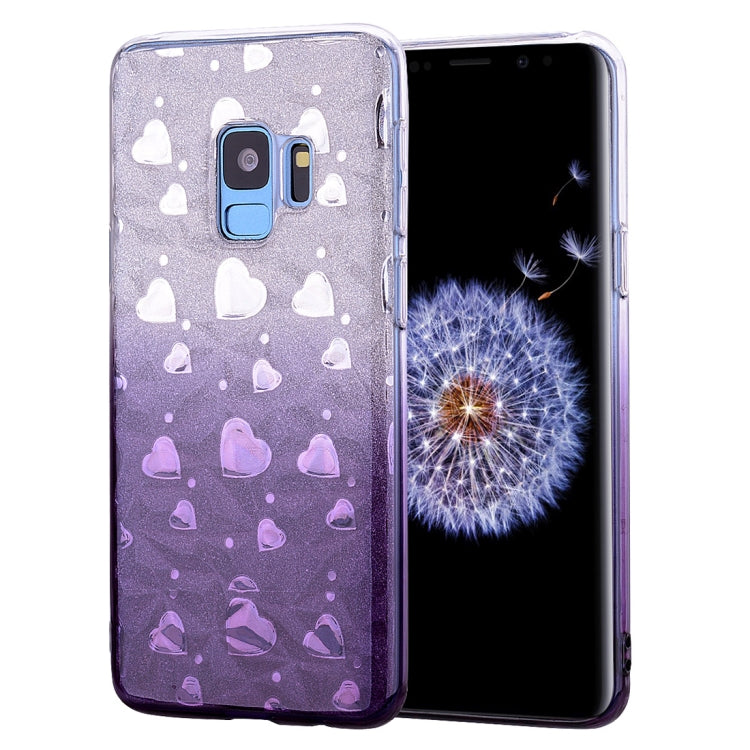 Heart Pattern Diamond Texture TPU Protector Back Cover Case for Galaxy S9