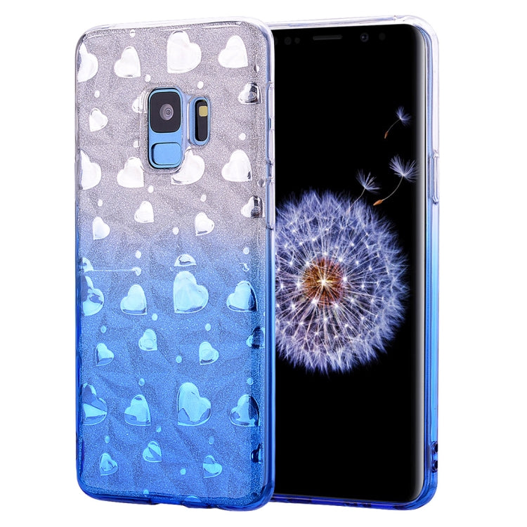 Heart Pattern Diamond Texture TPU Protector Back Cover Case for Galaxy S9