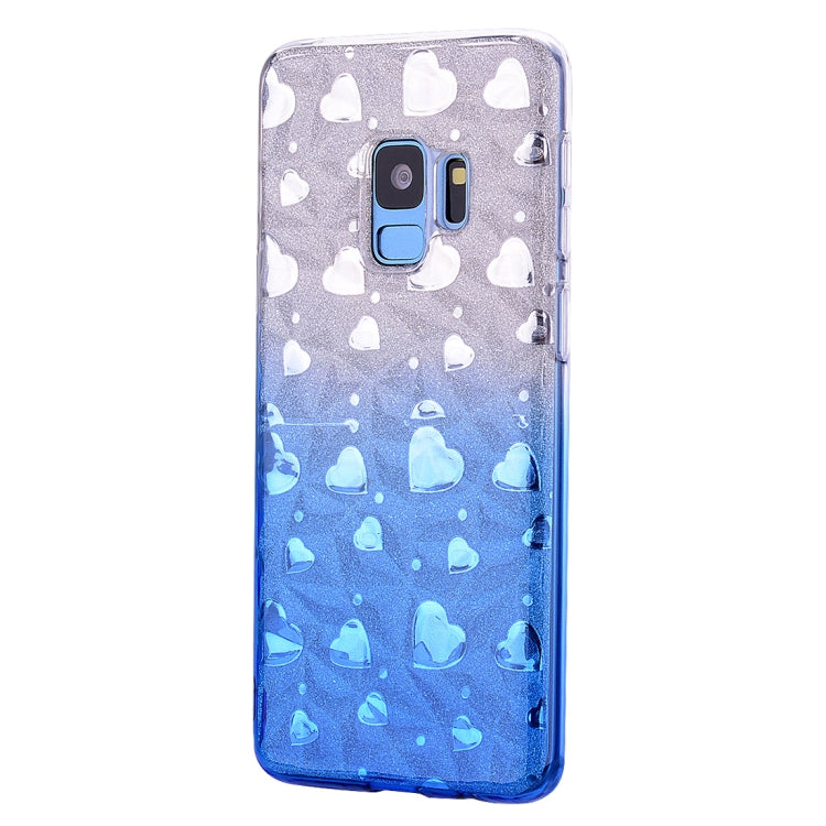 Heart Pattern Diamond Texture TPU Protector Back Cover Case for Galaxy S9