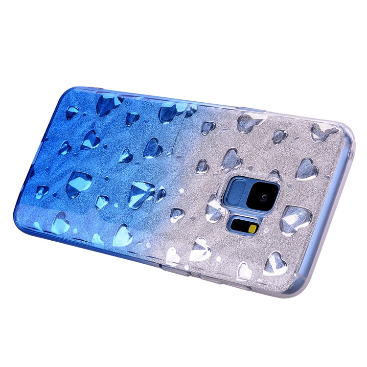 Heart Pattern Diamond Texture TPU Protector Back Cover Case for Galaxy S9