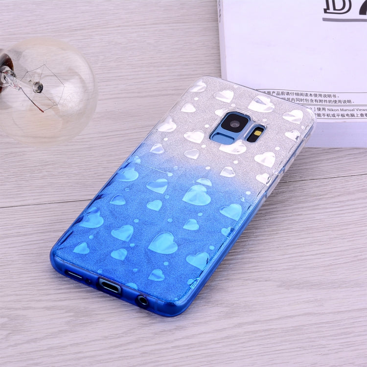 Heart Pattern Diamond Texture TPU Protector Back Cover Case for Galaxy S9