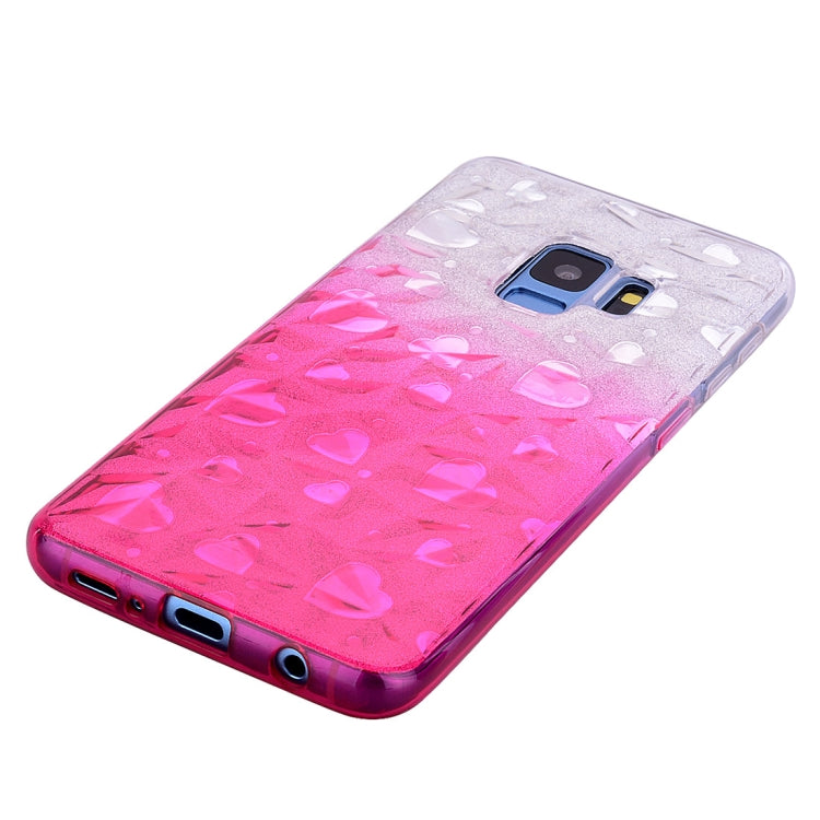 Heart Pattern Diamond Texture TPU Protector Back Cover Case for Galaxy S9