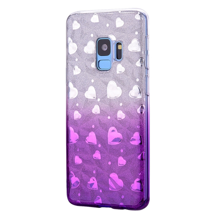 Heart Pattern Diamond Texture TPU Protector Back Cover Case for Galaxy S9