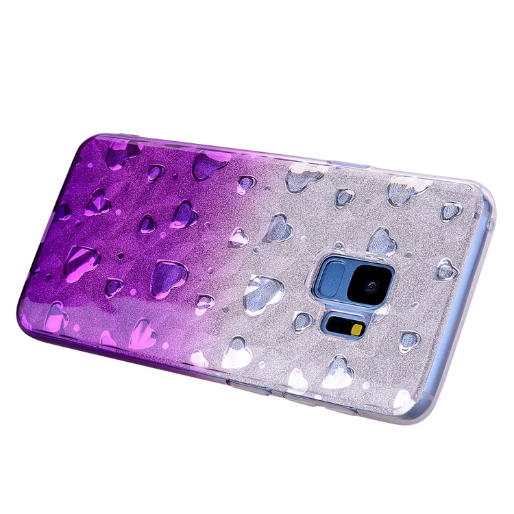 Heart Pattern Diamond Texture TPU Protector Back Cover Case for Galaxy S9