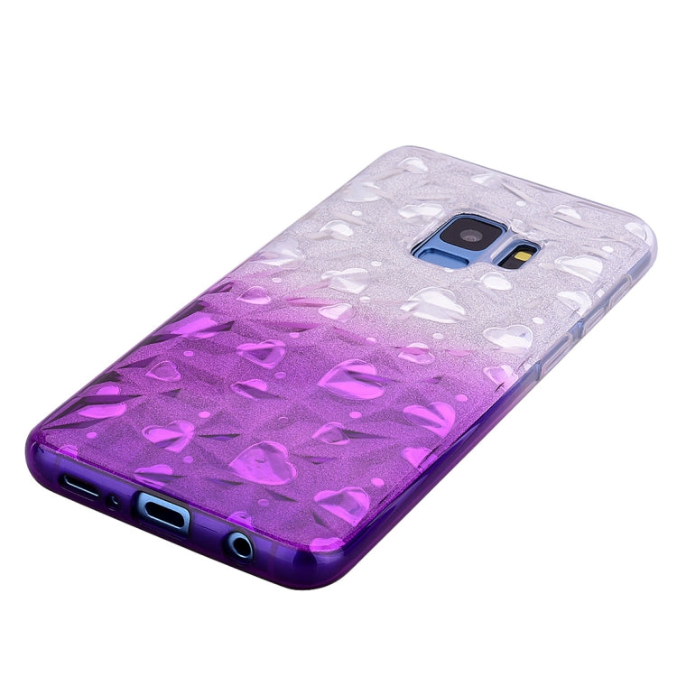 Heart Pattern Diamond Texture TPU Protector Back Cover Case for Galaxy S9