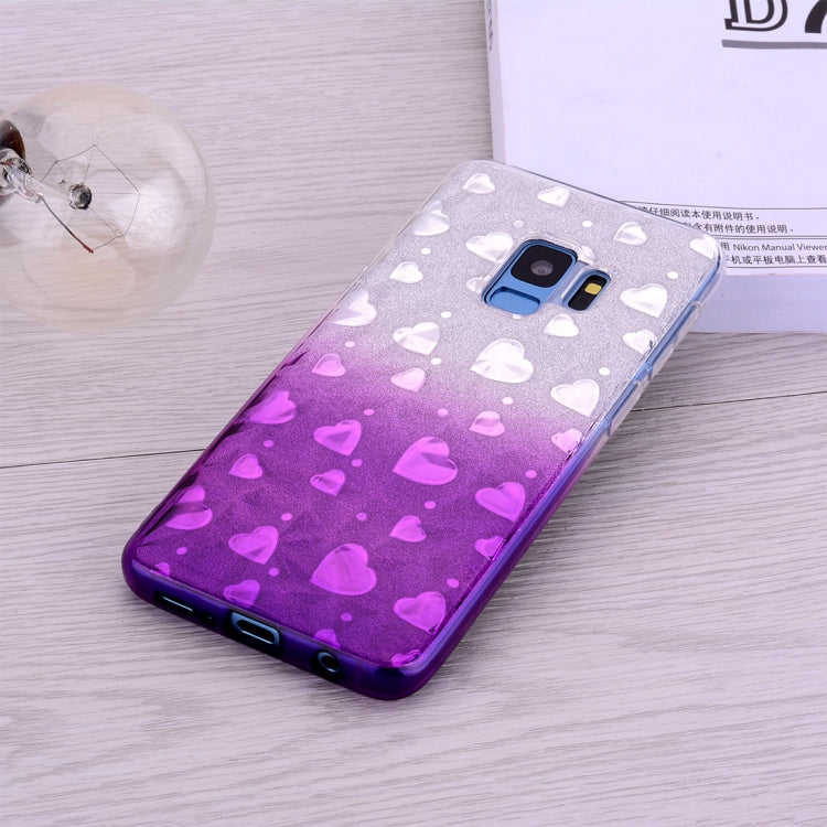 Heart Pattern Diamond Texture TPU Protector Back Cover Case for Galaxy S9