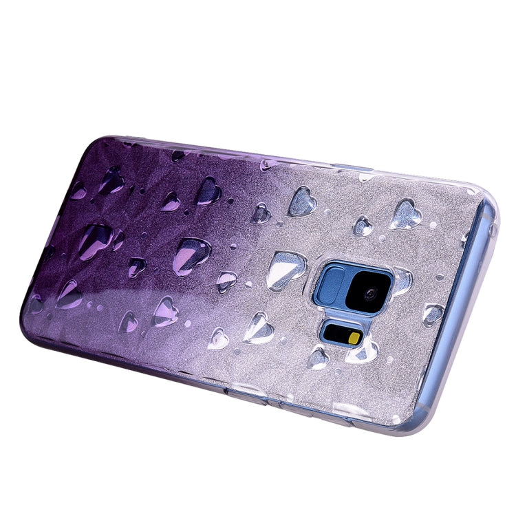 Heart Pattern Diamond Texture TPU Protector Back Cover Case for Galaxy S9+