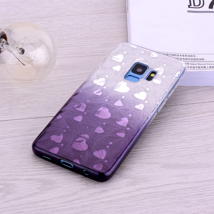 Heart Pattern Diamond Texture TPU Protector Back Cover Case for Galaxy S9+