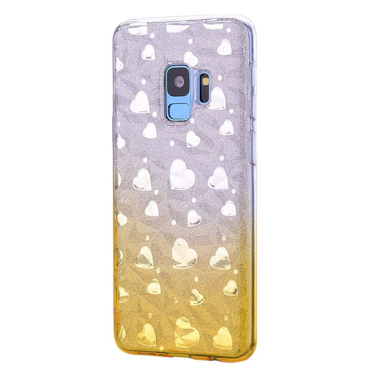 Heart Pattern Diamond Texture TPU Protector Back Cover Case for Galaxy S9+