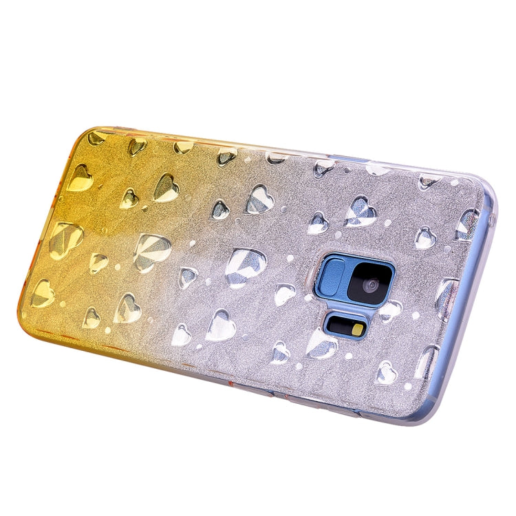 Heart Pattern Diamond Texture TPU Protector Back Cover Case for Galaxy S9+