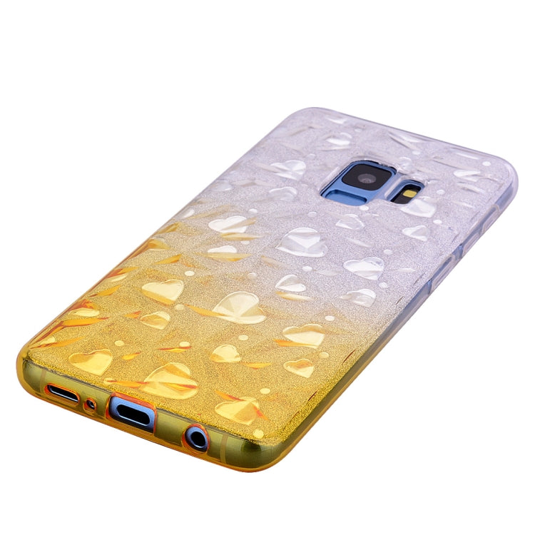 Heart Pattern Diamond Texture TPU Protector Back Cover Case for Galaxy S9+
