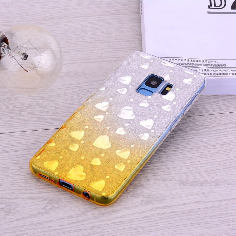 Heart Pattern Diamond Texture TPU Protector Back Cover Case for Galaxy S9+