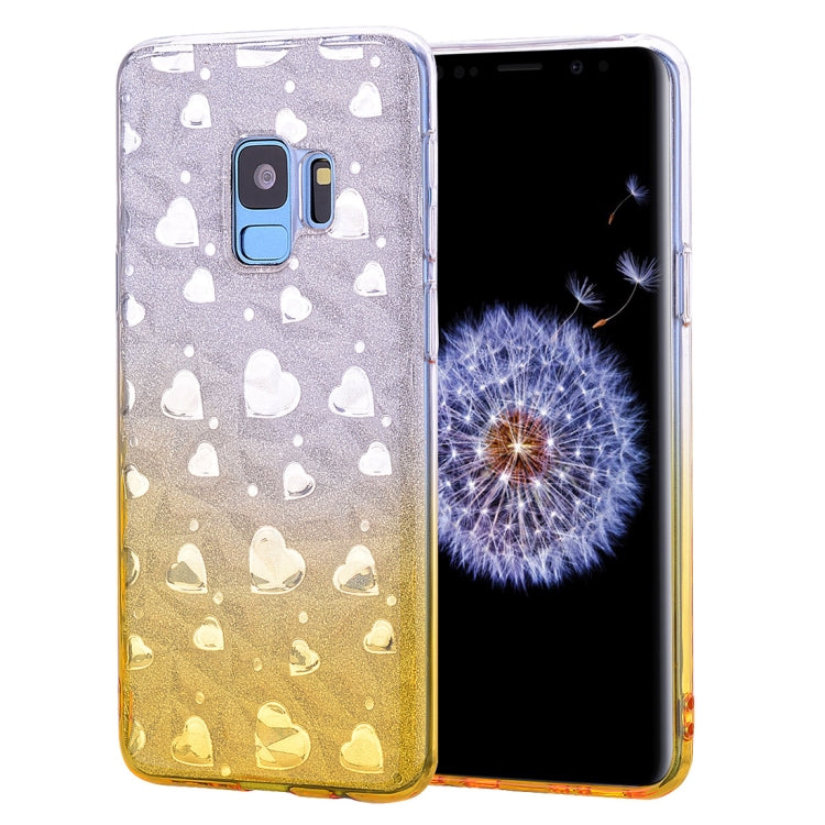 Heart Pattern Diamond Texture TPU Protector Back Cover Case for Galaxy S9+