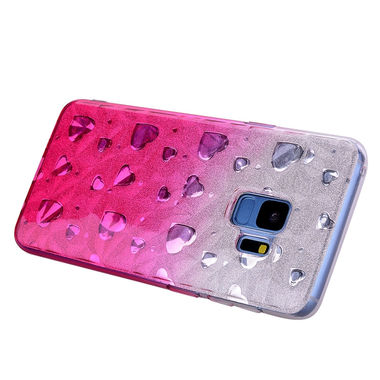 Heart Pattern Diamond Texture TPU Protector Back Cover Case for Galaxy S9+