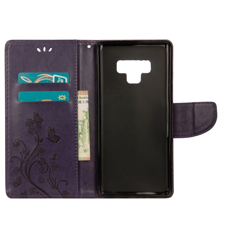 Embossed Butterfly Pattern Horizontal Flip Leather Case with Card Slot & Holder & Wallet & Lanyard For Galaxy Note9