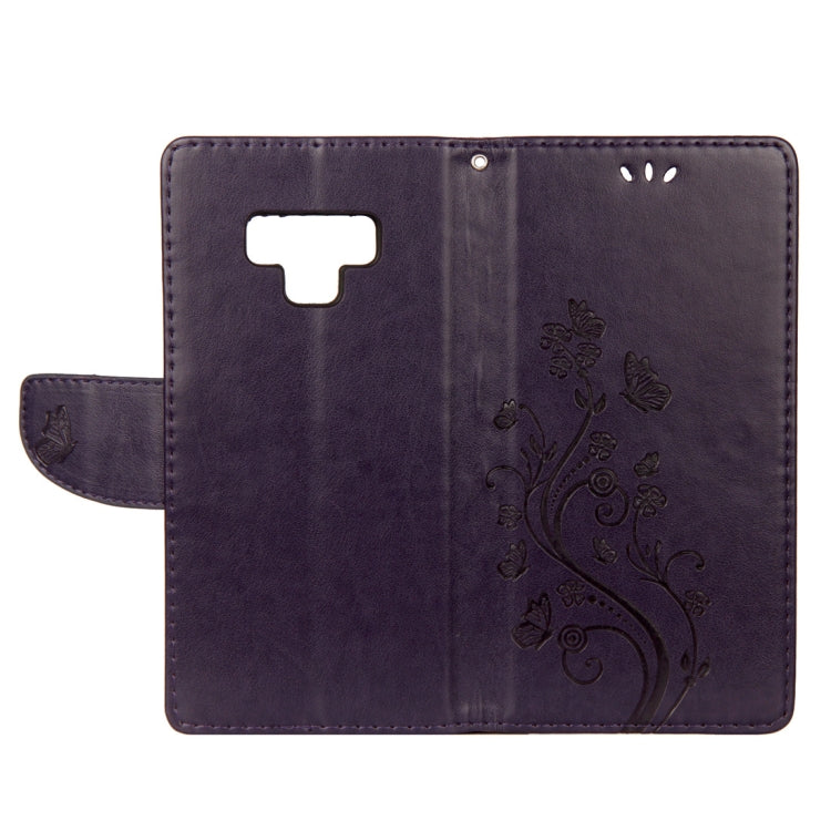 Embossed Butterfly Pattern Horizontal Flip Leather Case with Card Slot & Holder & Wallet & Lanyard For Galaxy Note9