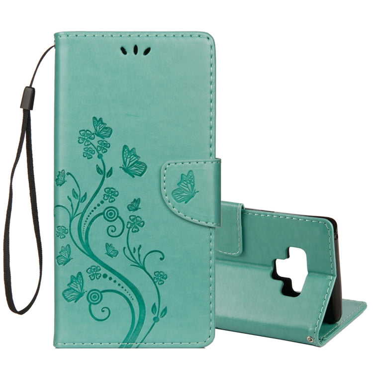 Embossed Butterfly Pattern Horizontal Flip Leather Case with Card Slot & Holder & Wallet & Lanyard For Galaxy Note9