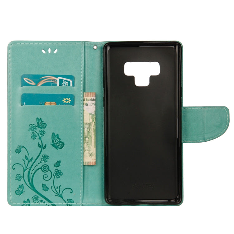 Embossed Butterfly Pattern Horizontal Flip Leather Case with Card Slot & Holder & Wallet & Lanyard For Galaxy Note9