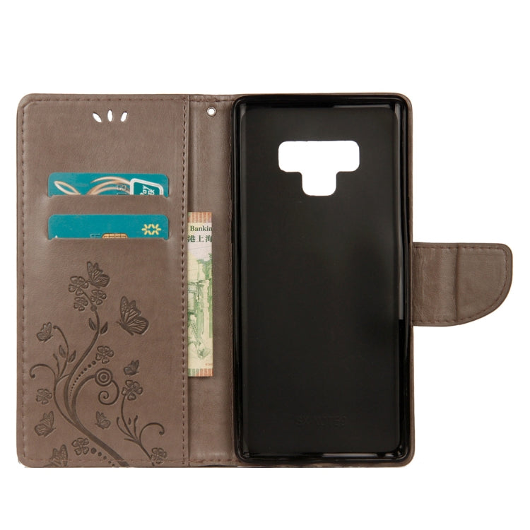 Embossed Butterfly Pattern Horizontal Flip Leather Case with Card Slot & Holder & Wallet & Lanyard For Galaxy Note9