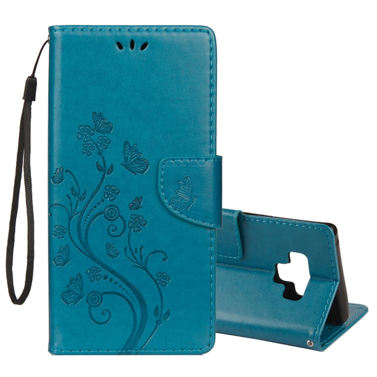 Embossed Butterfly Pattern Horizontal Flip Leather Case with Card Slot & Holder & Wallet & Lanyard For Galaxy Note9