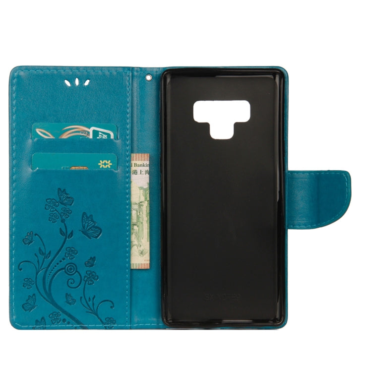 Embossed Butterfly Pattern Horizontal Flip Leather Case with Card Slot & Holder & Wallet & Lanyard For Galaxy Note9