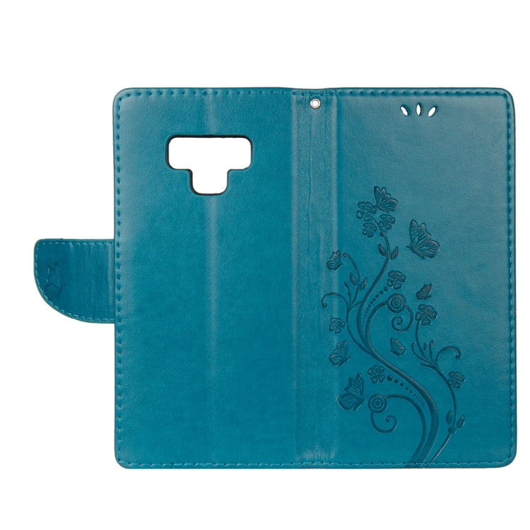 Embossed Butterfly Pattern Horizontal Flip Leather Case with Card Slot & Holder & Wallet & Lanyard For Galaxy Note9