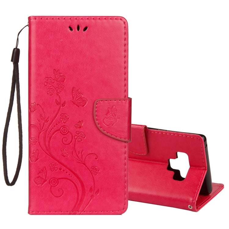Embossed Butterfly Pattern Horizontal Flip Leather Case with Card Slot & Holder & Wallet & Lanyard For Galaxy Note9