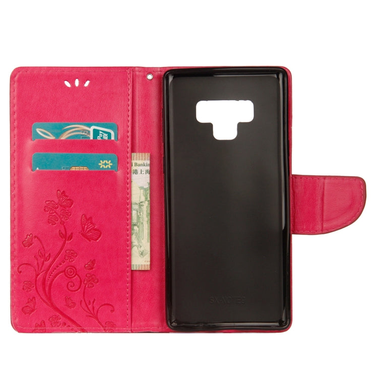 Embossed Butterfly Pattern Horizontal Flip Leather Case with Card Slot & Holder & Wallet & Lanyard For Galaxy Note9