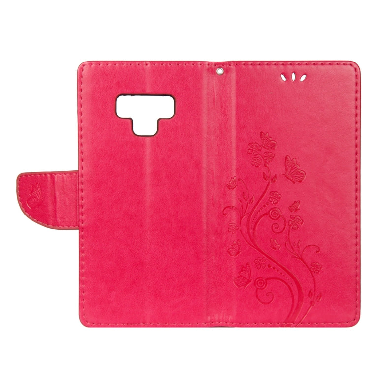 Embossed Butterfly Pattern Horizontal Flip Leather Case with Card Slot & Holder & Wallet & Lanyard For Galaxy Note9