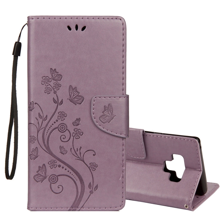 Embossed Butterfly Pattern Horizontal Flip Leather Case with Card Slot & Holder & Wallet & Lanyard For Galaxy Note9