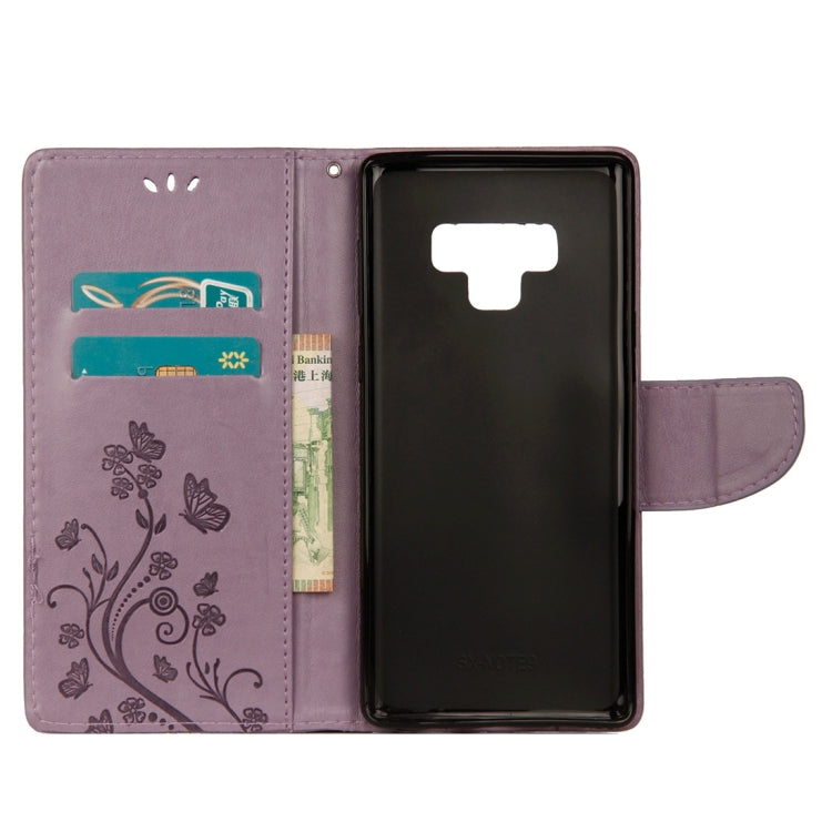 Embossed Butterfly Pattern Horizontal Flip Leather Case with Card Slot & Holder & Wallet & Lanyard For Galaxy Note9