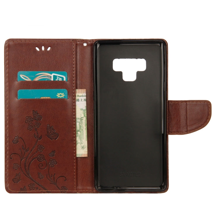 Embossed Butterfly Pattern Horizontal Flip Leather Case with Card Slot & Holder & Wallet & Lanyard For Galaxy Note9