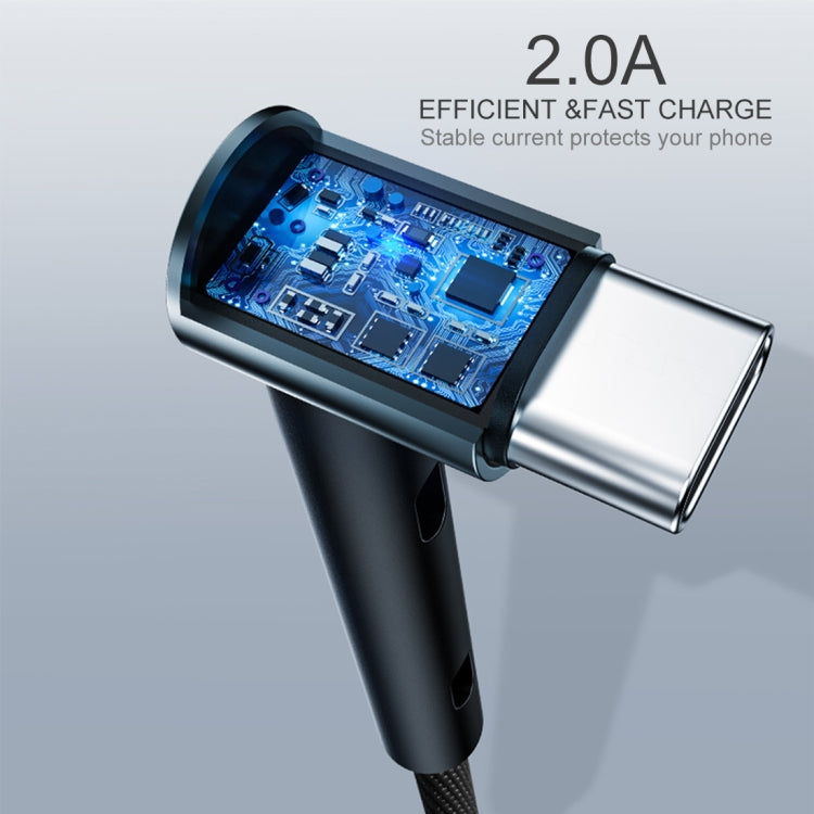 ROCK 1.2m USB to Type-C Metal Weave Style Fast Charging & Sync Bracket Data Cable, For Galaxy, Huawei, Xiaomi, LG, HTC and Other Smart Phones(Black)