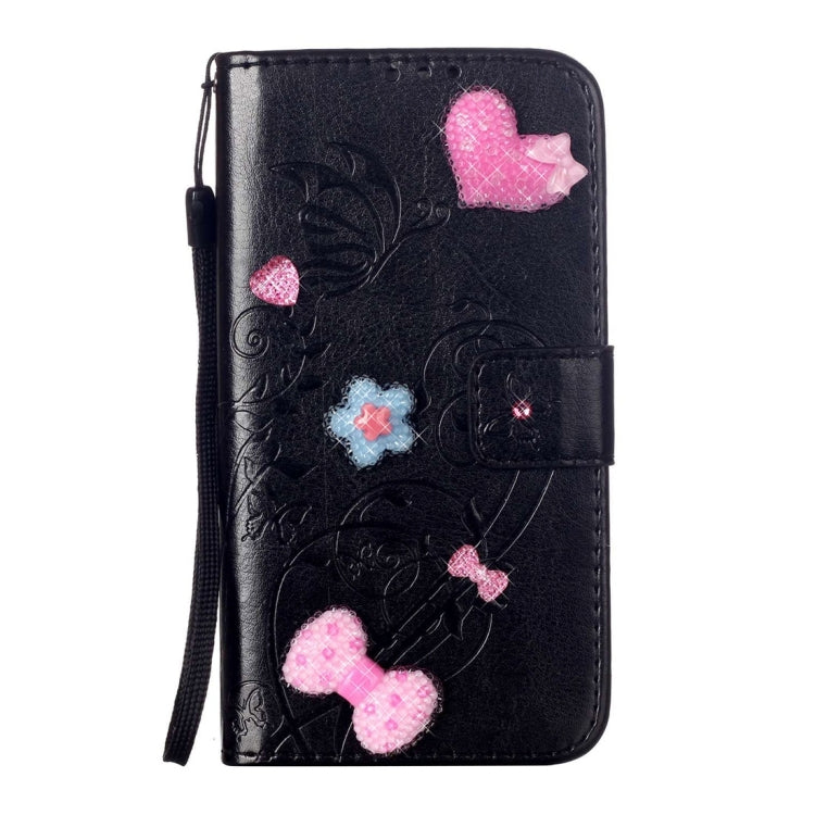 For Galaxy S7 / G930 Heart Diamond Encrusted Flowers Embossing Horizontal Flip Leather Case with Holder & Card Slots & Wallet & Lanyard