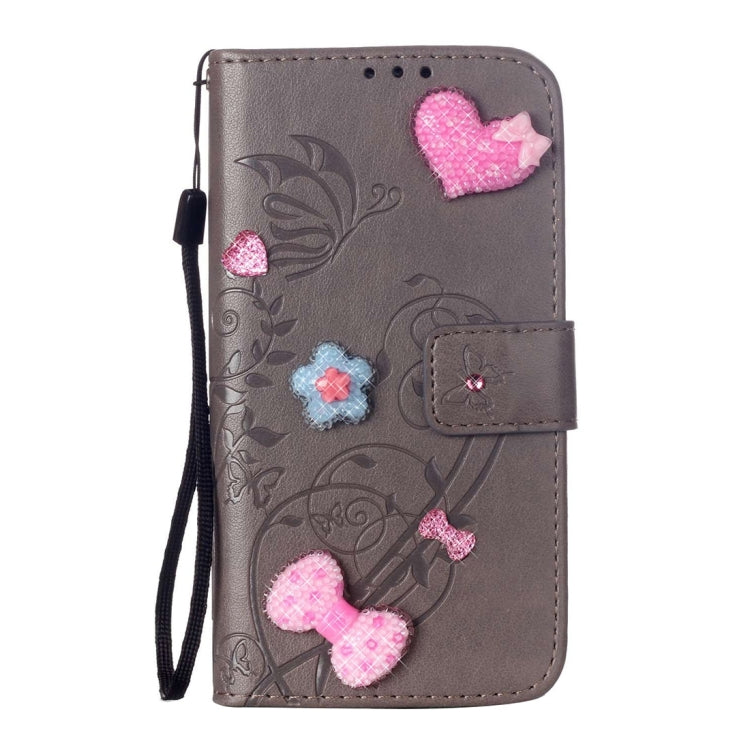 For Galaxy S7 / G930 Heart Diamond Encrusted Flowers Embossing Horizontal Flip Leather Case with Holder & Card Slots & Wallet & Lanyard