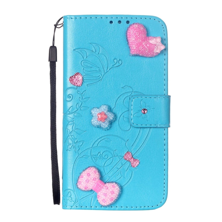 For Galaxy S7 / G930 Heart Diamond Encrusted Flowers Embossing Horizontal Flip Leather Case with Holder & Card Slots & Wallet & Lanyard