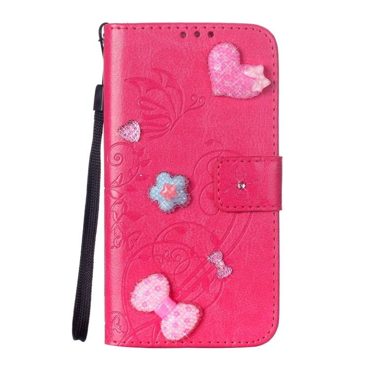 For Galaxy S7 / G930 Heart Diamond Encrusted Flowers Embossing Horizontal Flip Leather Case with Holder & Card Slots & Wallet & Lanyard